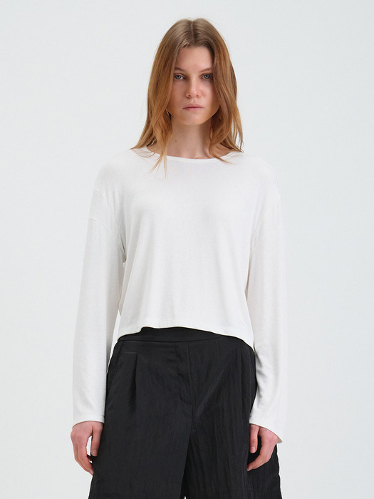 SOFT MIDDLE CROPPED T-SHIRT_2colors