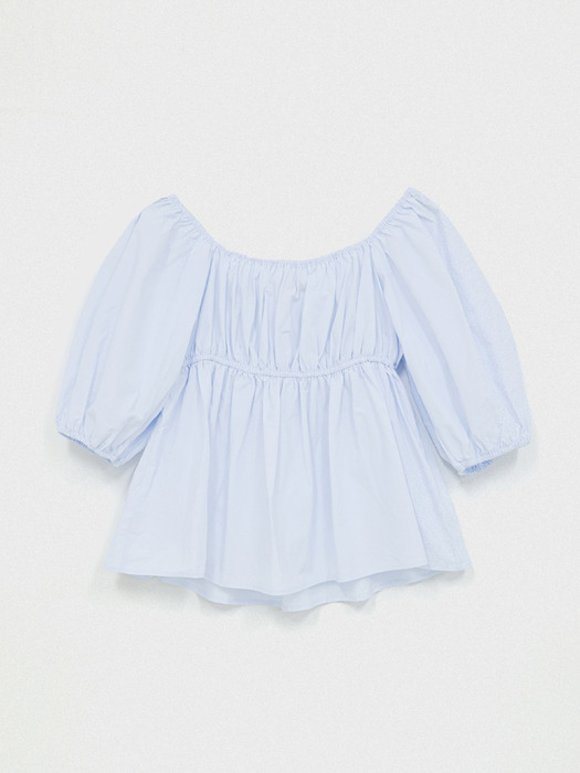 Two-Way Off-Shoulder Puff Blous Skyblue