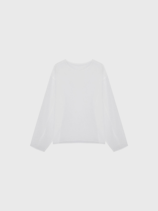 Sheer round neck blouse (white / black)