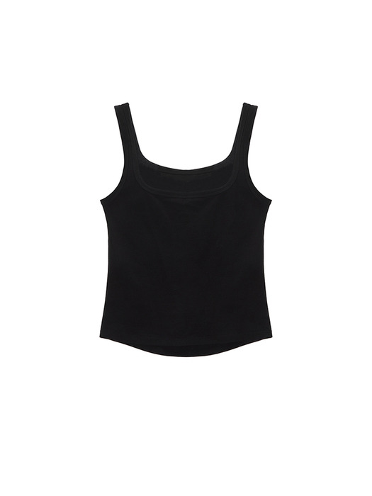 SQUARE NECK SLEEVELESS LOGO TOP IN BLACK