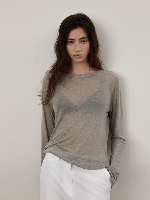 Summer Tencel Round Neck See-through Sweatshirt_MTM