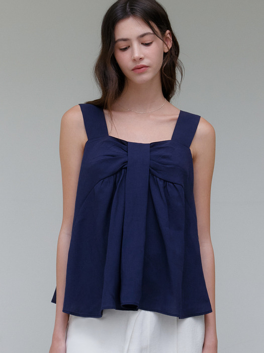 comos 1175 draped flare blouse (navy)