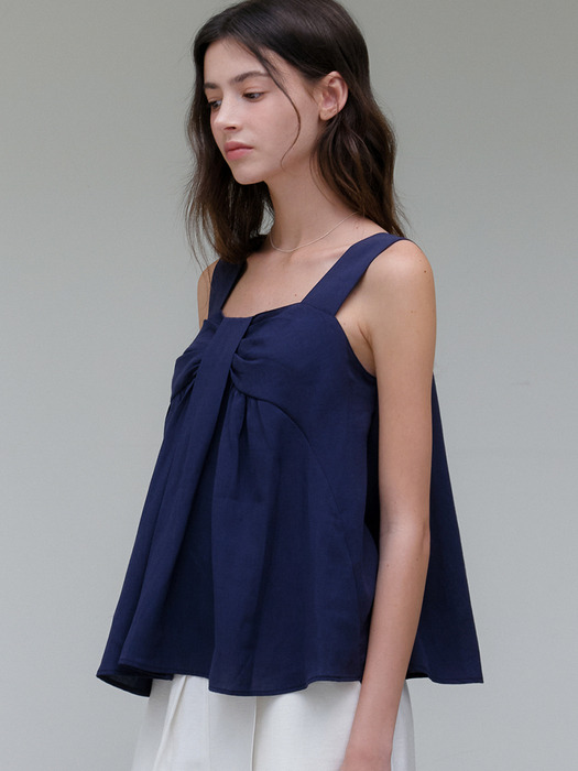 comos 1175 draped flare blouse (navy)