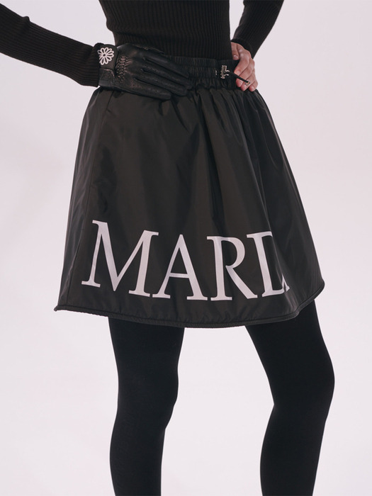 PADDED FLARE SKIRT_BLACK IVORY