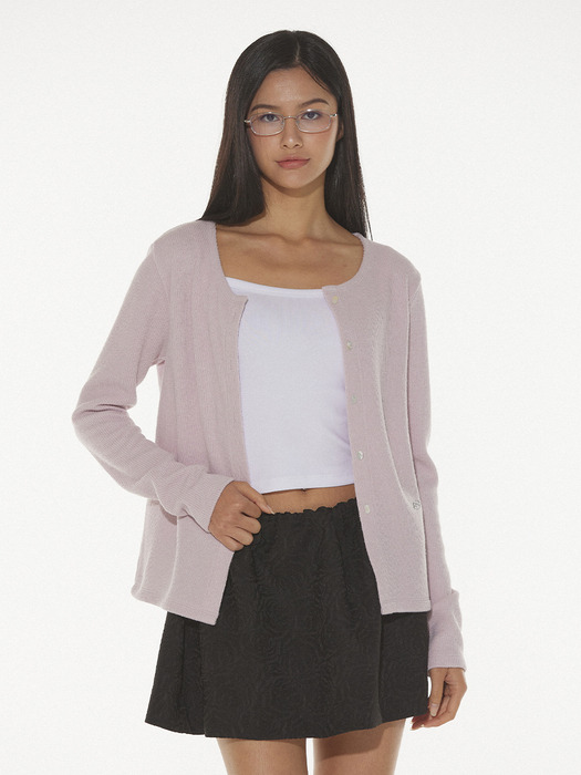 NORA CLASSIC U-NECK CARDIGAN - PINK