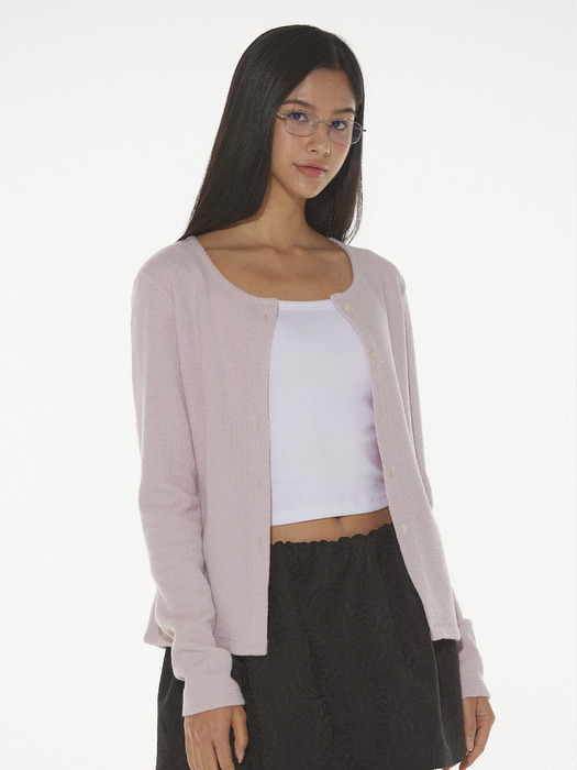 NORA CLASSIC U-NECK CARDIGAN - PINK