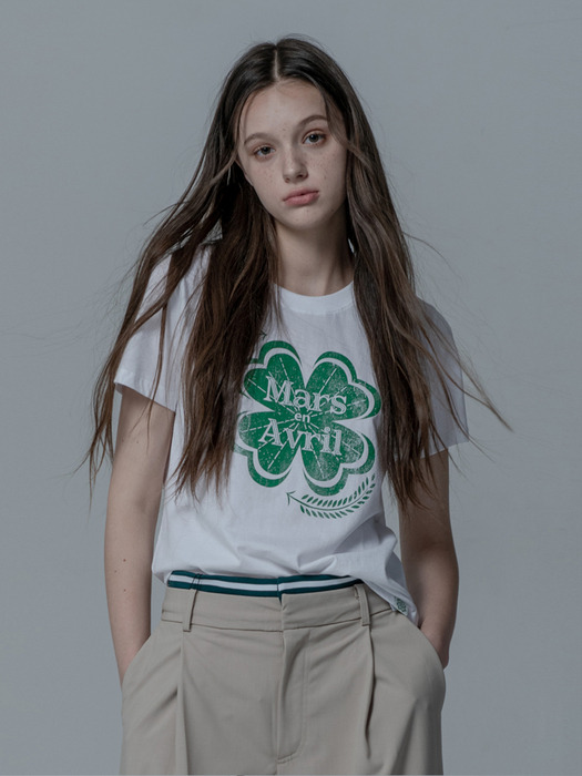 VINTAGE CLOVER TSHIRT_WHITE GREEN