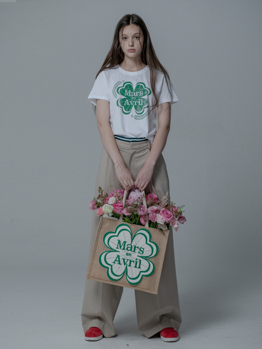 VINTAGE CLOVER TSHIRT_WHITE GREEN