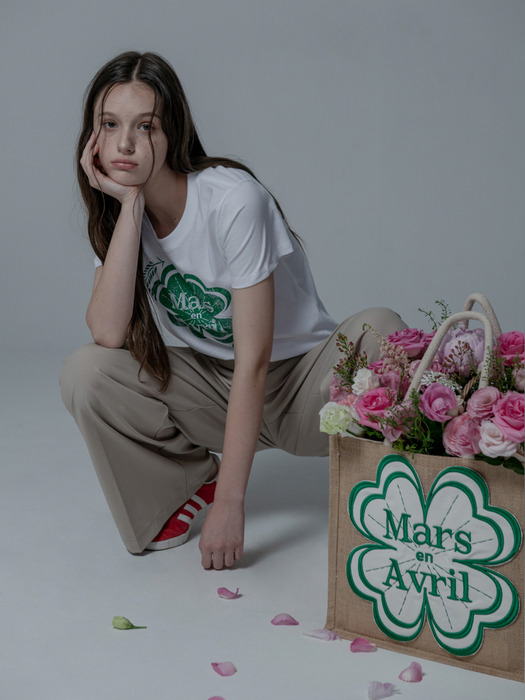 VINTAGE CLOVER TSHIRT_WHITE GREEN