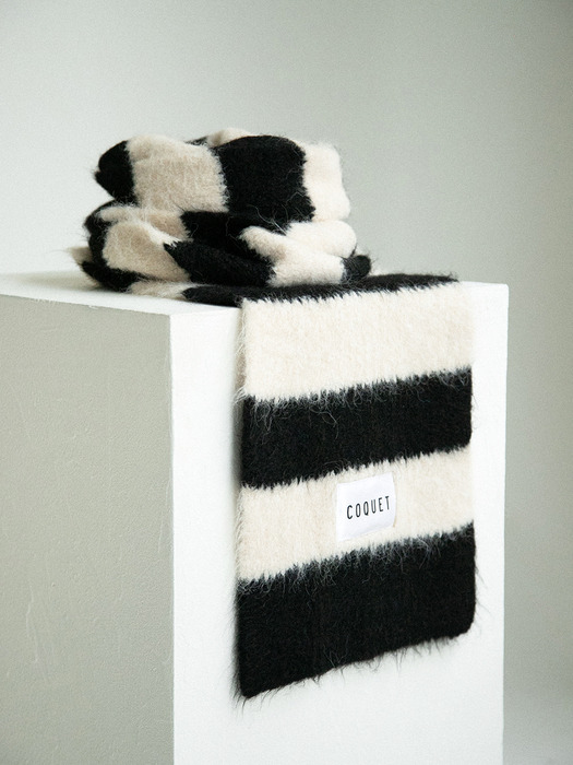 STRIPE LONG MUFFLER BLACK