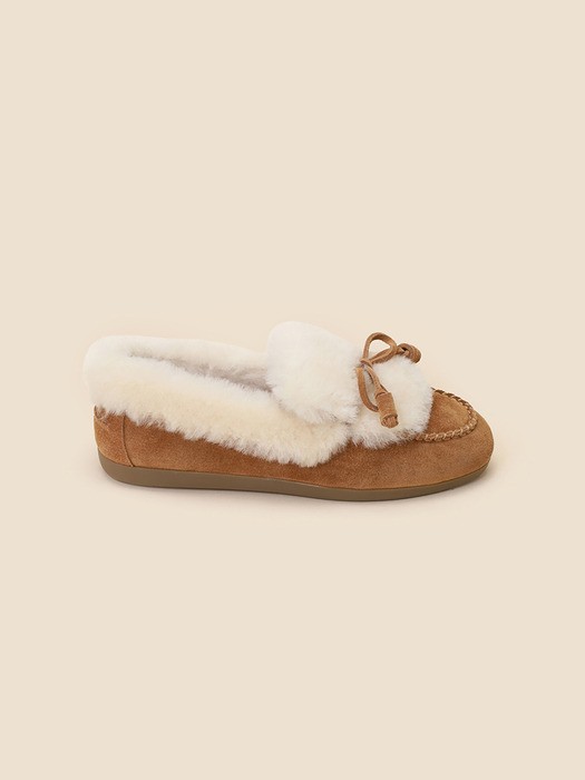 Fur ribbon loafer(beige)_DG1DW24701BEE