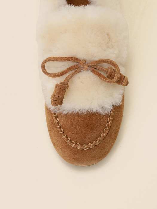 Fur ribbon loafer(beige)_DG1DW24701BEE