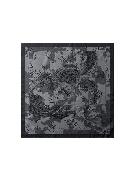 Mosaic Dragon Silk Scarf (Black)