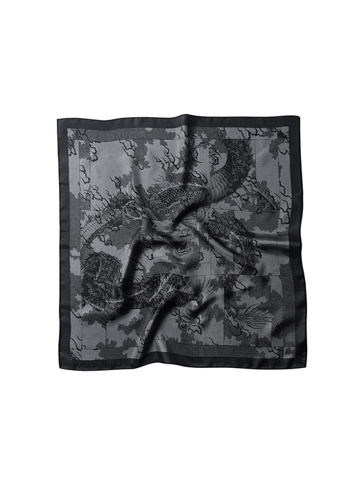 Mosaic Dragon Silk Scarf (Black)