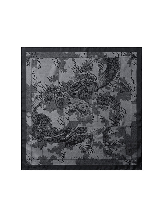 Mosaic Dragon Silk Scarf (Black)
