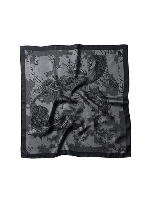 Mosaic Dragon Silk Scarf (Black)