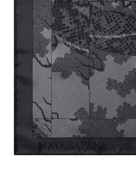 Mosaic Dragon Silk Scarf (Black)