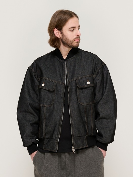 NON-FACE DENIM BLOUSON WORK JUMPER (BLACK)