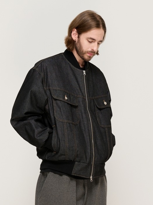 NON-FACE DENIM BLOUSON WORK JUMPER (BLACK)