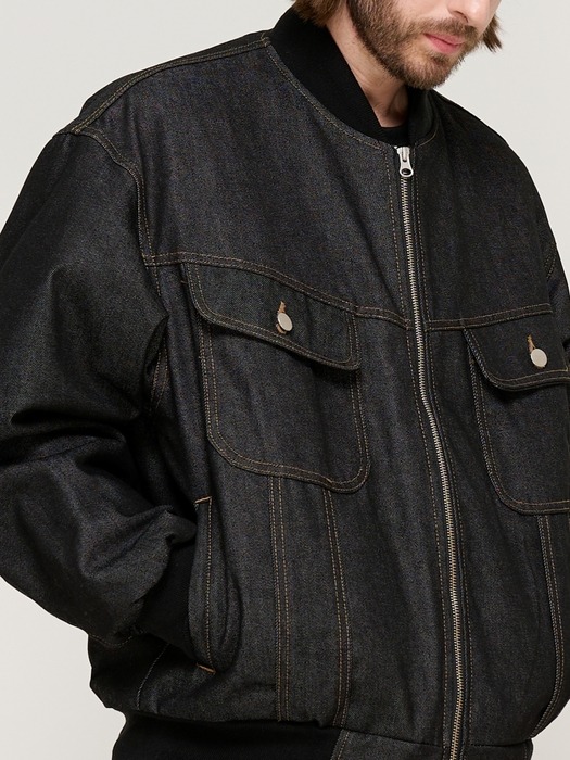 NON-FACE DENIM BLOUSON WORK JUMPER (BLACK)