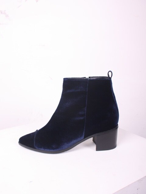 [BH 6170 NA] Middle heel Velvet boots