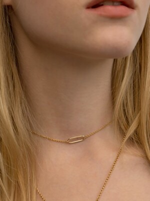 14K GOLD OVAL PIN NECKLACE