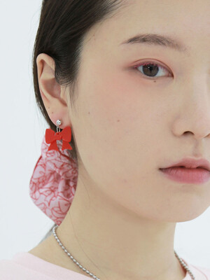 RED RIBBON EARRING