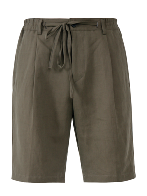 Banding linen washed shorts_khaki