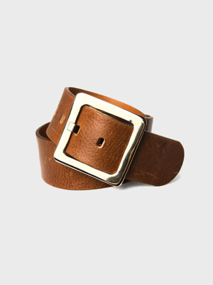 gold square leather belt[brown(WOMAN)]_UTA-FM19