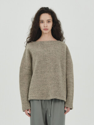BRUSHED WOOL BOAT NECK TOP