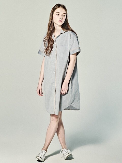 (W) Short Sleeve Night Shirt Chambray Grey