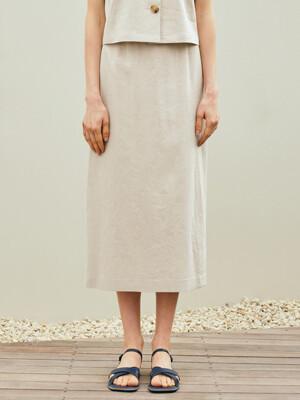 linen H-line skirt_oatmeal