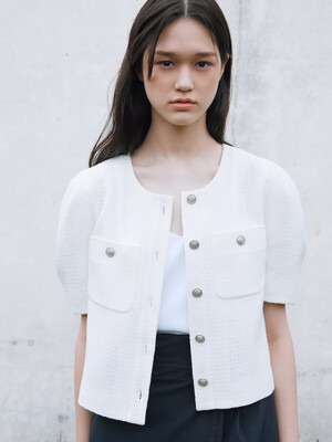 Volume Sleeve Tweed Jacket  White (KE2511M010)