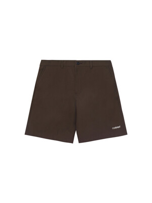 COMPACT COTTON TWILL WIDE-LEG SHORTS_BROWN