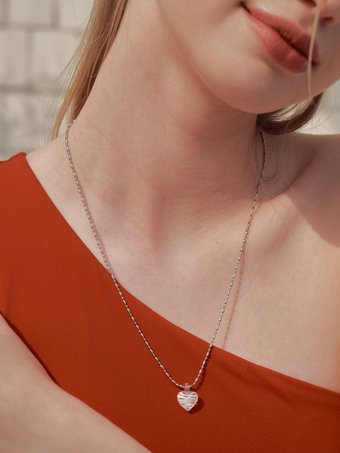 앵브록스]sunset heart pearl drop necklace