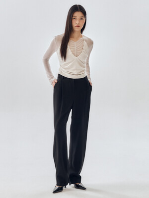 [Drama Signature] Pleated Straight Trousers_4color