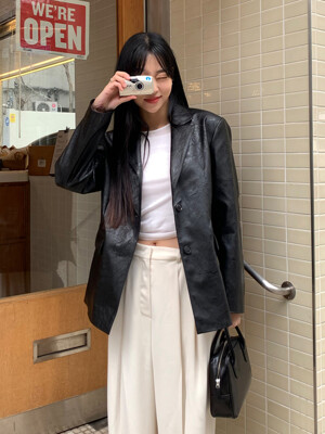 Synthetic Leather Tailored Jacket