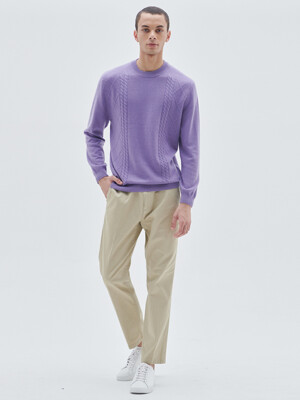 [M23MPU002]케이블 조직 풀오버Cable Pullover(Violet)