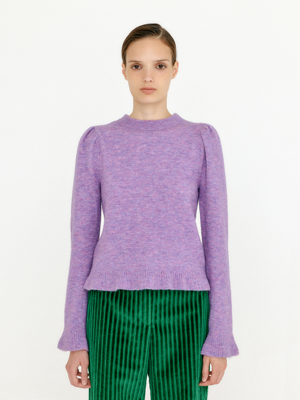 VLARY Flared Hem Knit Pullover - Violet