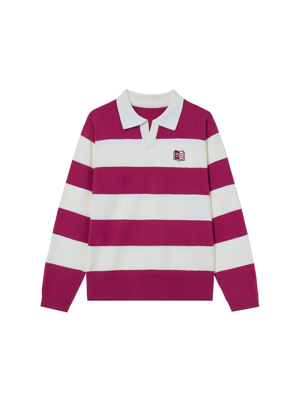 Textbook Stripe Collared Sweater Men - Red