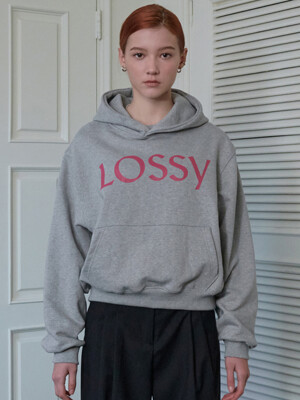 Lossy Signature Printing Hoodie Gray