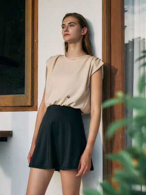 Shirring Colorblock SwimSuit[LMBBSW102]-Beige