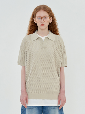 MESH PK KNIT / BEIGE