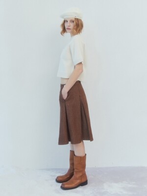 pintuck denim skirt - brown