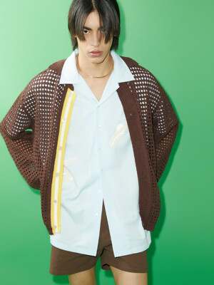 CROCHET KNIT CARDIGAN BROWN