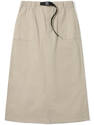 M-LABEL BELTED PEACH COTTON LONG SKIRT 헤리티지베이지