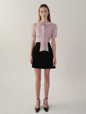 DIVYA Semi A-line wool crepe mini skirt (Black)