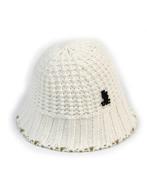 Edge White Waffle Knit Bucket Hat 버킷햇