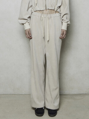 Coduroy Wide Logo Banding Pants_Ecru