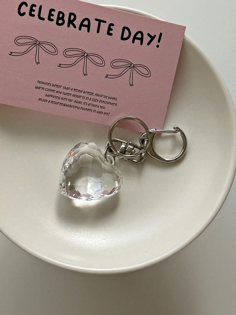 숄더백,백팩,백액세서리 - 앨리건트테이블 (Elegant table) - CLEAR HEART KEYRING_ 클리어하트키링 열쇠고리